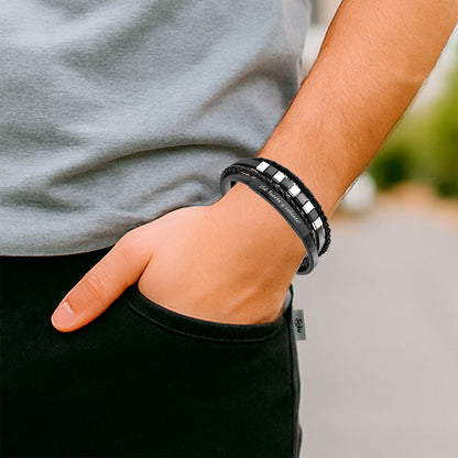 Soku Pulsera Piel Personalizada Inoxidable Placas Nombre