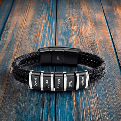 Pulsera Personalizada Piel Acero Inoxidable Titanio Soku