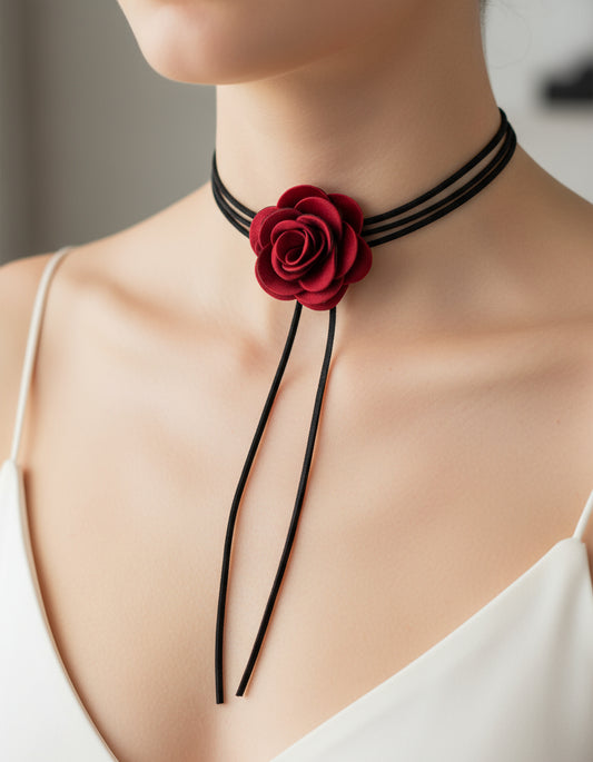 Soku Gargantilla Rosa Roja Terciopelo Fiesta Cocktail Doll