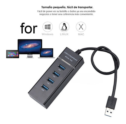 Hub Usb 3.0 4 Puertos Para Mac Pc Ps4 Xbox Datos Carga