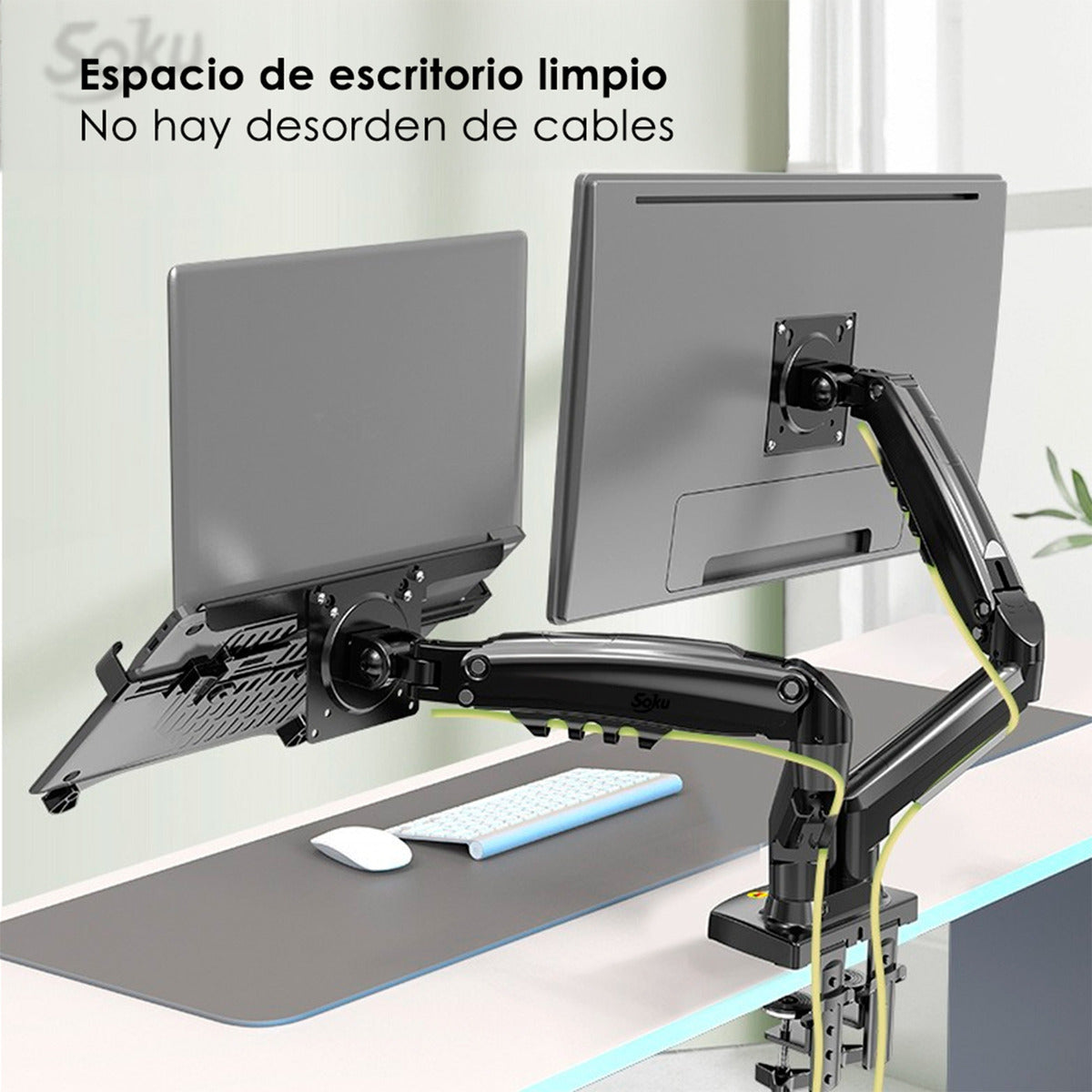 Soku Base Doble Monitor Grande 12kg Lap Ergonomico Dura Vida