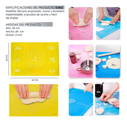 Tapete Hornear Silicona Graduado Con Medidas Fondant Masas