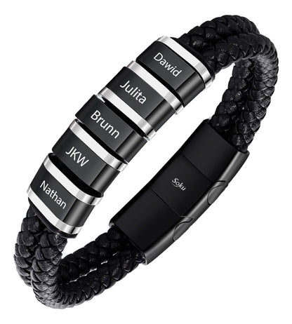 Pulsera Personalizada Piel Acero Inoxidable Titanio Soku
