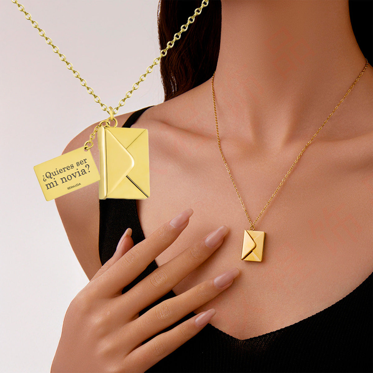 Collar Dije Sobre Mensaje Personalizado Jojeria Inoxidable