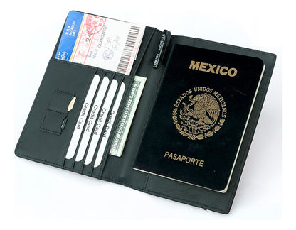 Cartera Billetera Viaje Pasaporte Piel Genuina Antirobo Rfid