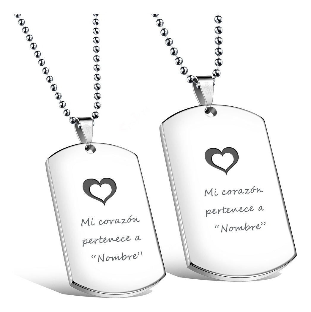 2 Placas Personalizadas Pareja Acero Inoxidable Firme