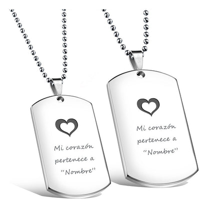 2 Placas Personalizadas Pareja Acero Inoxidable Firme
