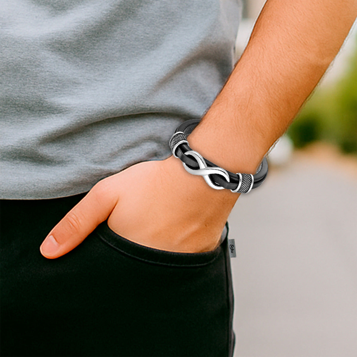 Soku Pulsera Personalizada Inoxidable Infinito G Micro Piel