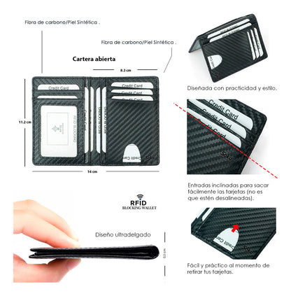 Cartera Slim Tarjetero Porta Licencia Antirrobo Rfid