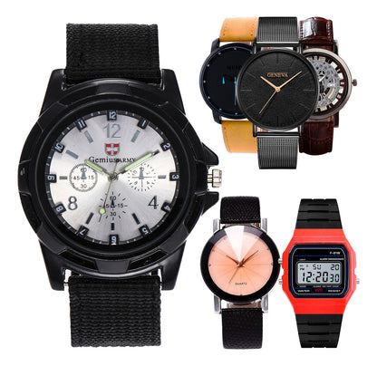 6 Reloj Geneva Mayoreo Barato Piel Vinil Proveedor Lote
