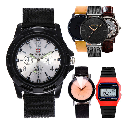 6 Reloj Geneva Mayoreo Barato Piel Vinil Proveedor Lote