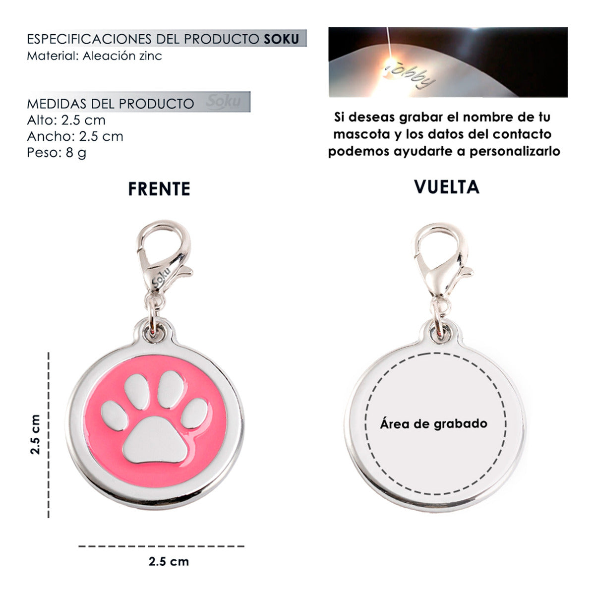 Soku Placa Personalizada Perro Gato Tag Inoxidable Premium+
