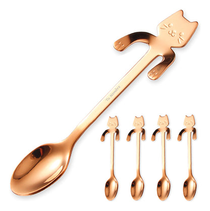 5x Soku Cuchara Personalizada Gato Postre Cafe Fiesta Té