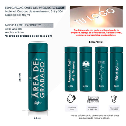 Soku Termo Personalizada Inteligente Touch Acero Inoxidable