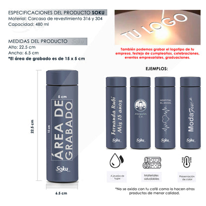 Soku Termo Personalizada Inteligente Touch Acero Inoxidable