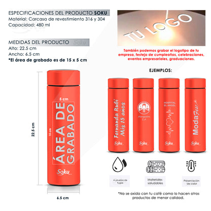 Soku Termo Personalizada Inteligente Touch Acero Inoxidable